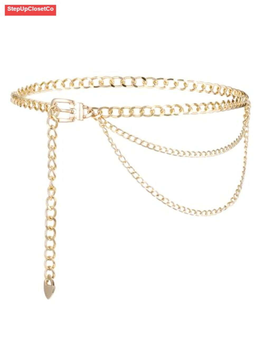 Adjustable Gold Metal Chain Belt for Women Plus Size, 57" Punk Waist Belt,